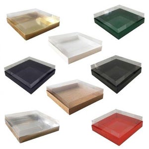 folding disassembled box 7.9''x9.8''x2" inch sizes 10 pcs box with transparent lid