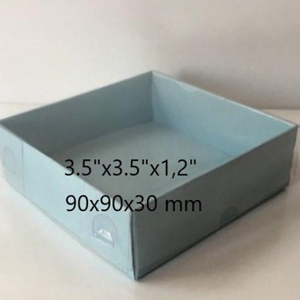 folding disassembled box 3.5"x3.5"x1,18" inch sizes card board box 10 pieces with clear lid Wedding Gift Box