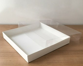 scatola pieghevole smontata 7.9''x7.9.''x1.18" pollici misure 10 pz scatola con coperchio trasparente