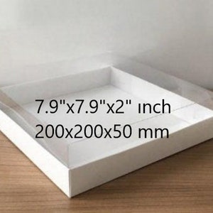 Caja plegable desmontada de 7,9 x 7,9 x 2 pulgadas, caja con tapa transparente