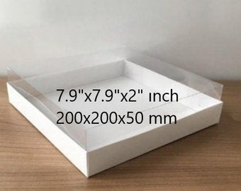 folding disassembled box 7.9''x7.9''x2"  inch  sizes  box with transparent lid