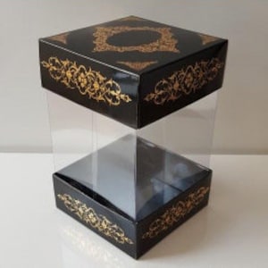 opvouwbare gedemonteerde doos 3,1''x 3,1''x 4,7'' incl. 10-delig dubbele kartonnen doos met zilver- en goudopdruk,