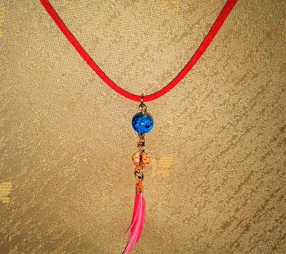 Real White Dove Feather Pendant Dyed Pink Necklace Loket Etsy