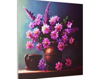 Fleurs en toile mate de vase brun, étirée, 0.75 »