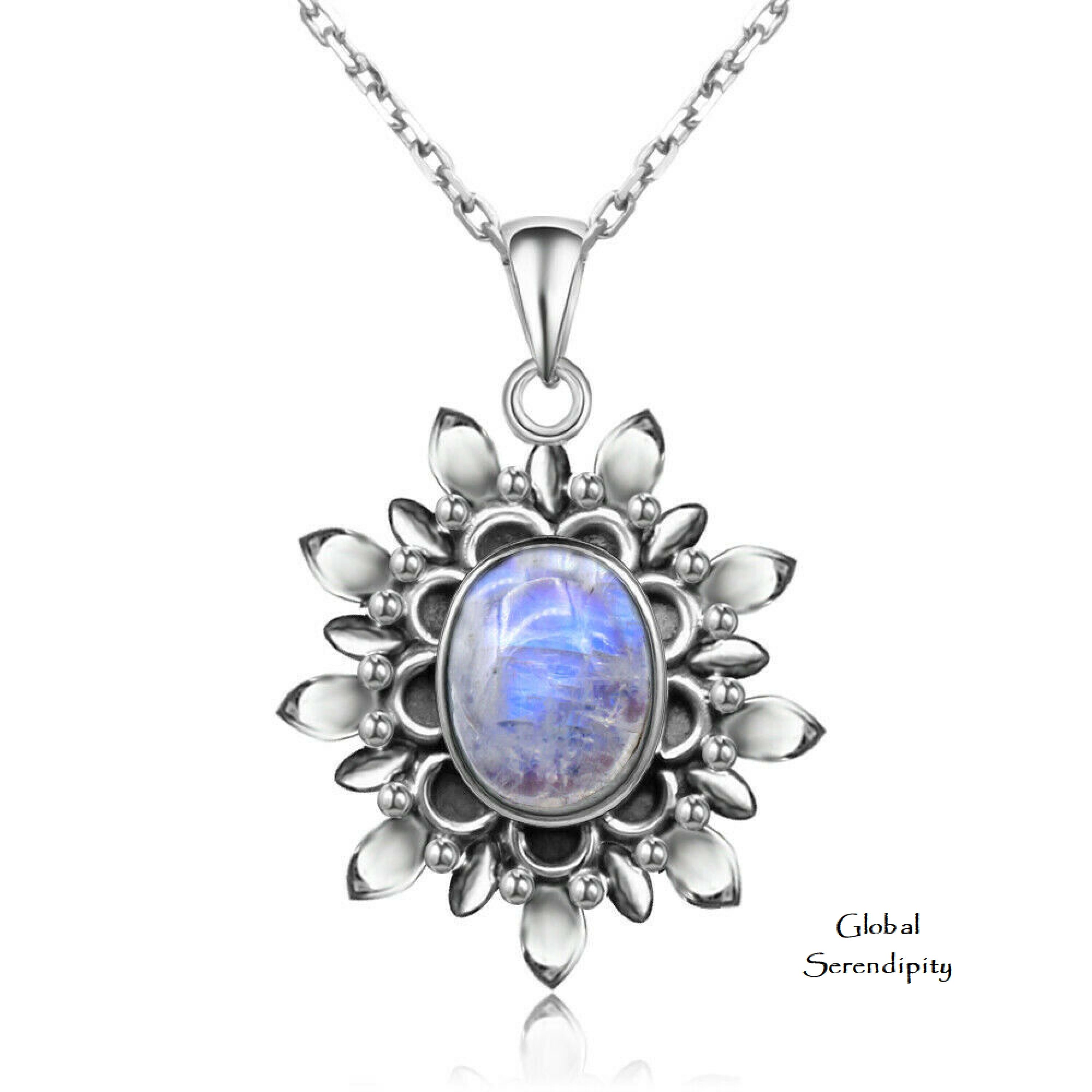 Dainty Moonstone Pendant Set in Solid 925 Silver on 18 Etsy