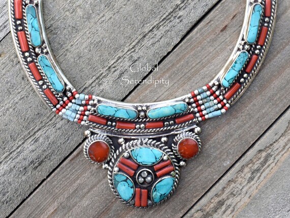 Red coral 2024 and turquoise necklace