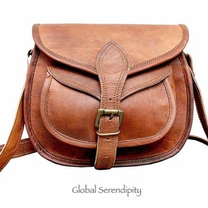 Small Leather Crossbody Bag, Handcrafted Real Brown Leather Shoulder Bag, Leather Purse, Leather Messenger Bag - Global Serendipity