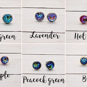 small mermaid scale stud earrings, silver stud earrings, tiny studs, small earrings, minimalist earrings
