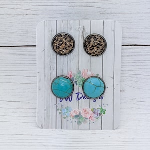 Druzy stud earring set, silver stud earrings, minimalist jewelry, gift ready, gift for her, for mom, gift set