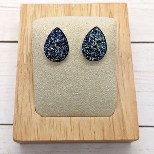 Metallic Eisblau Druzy Ohrstecker, meistverkaufte Artikel, Silber Ohrringe, Weihnachtsgeschenke, Geschenk für sie, für Frauen, Statement Ohrstecker