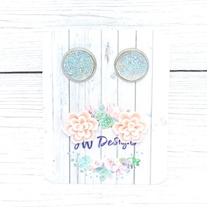Druzy & Succulent Stud Earrings Set: Hypoallergenic Minimalist Jewelry