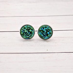 Cactus Green Druzy Stud Earrings, Bridesmaids Earrings, Green Wedding Earrings, , Wedding Jewelry