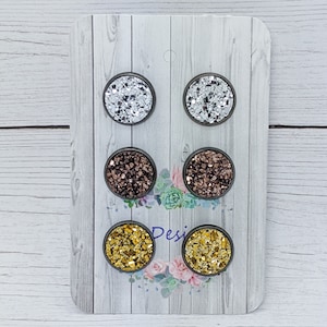 Druzy stud earring set, silver stud earrings, minimalist jewelry, gift ready, gift for her, for mom, gift set