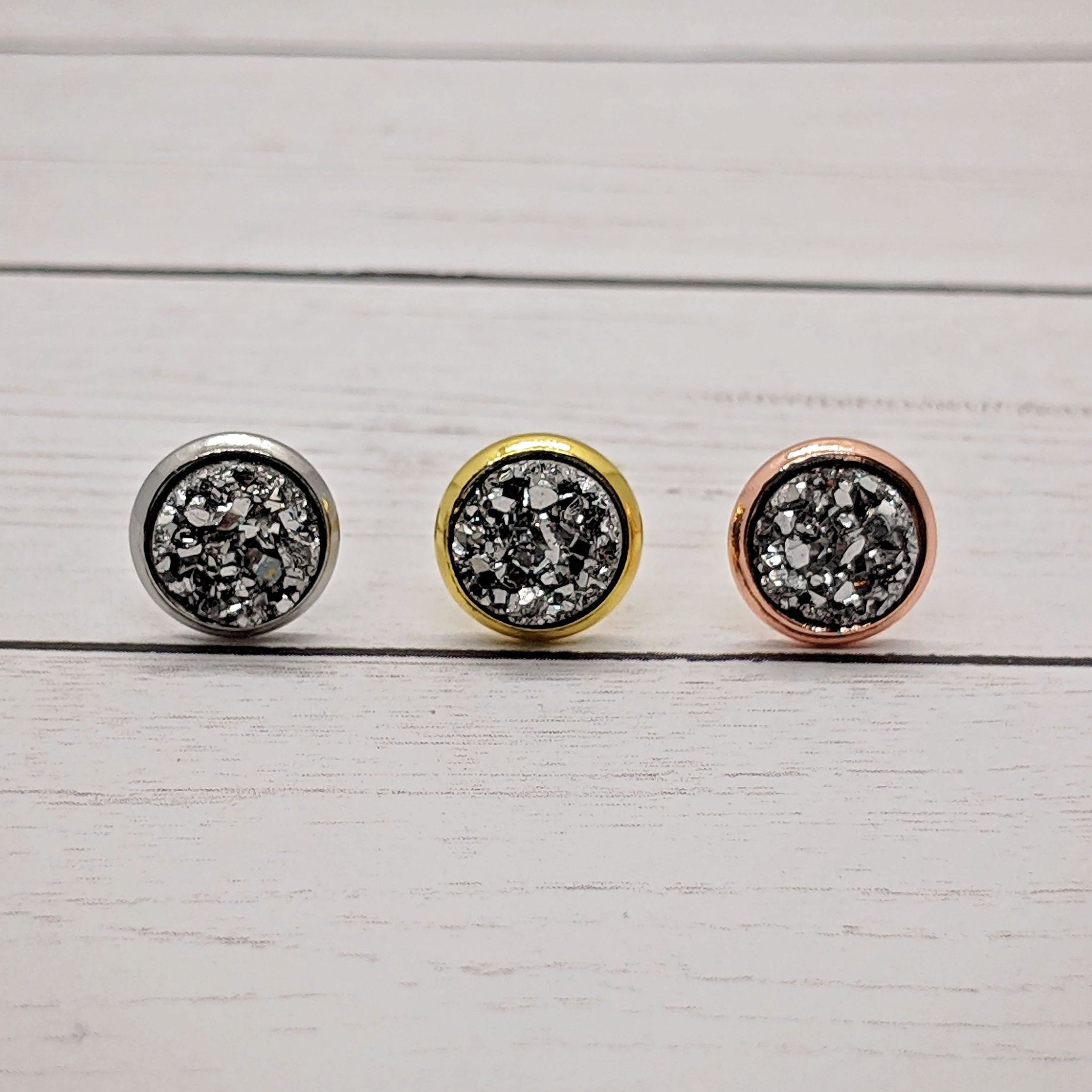 Gray Druzy Earrings Druzy Stud Earrings Gold Jewelry Silver Etsy