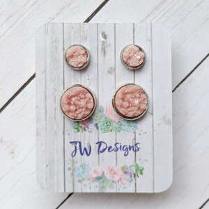 Mommy and me light pink druzy stud earrings, daughter gift, gift for mom, for mother, mother daughter gift, gift for her, christmas gift