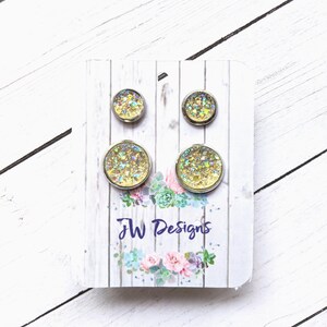 Mommy and me clear druzy stud earrings, daughter gift, gift for mom, for mother, mother daughter gift, gift for her, christmas gift