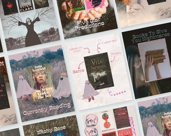 Pink Spooks Bookstagram Template Pack | 25 editable Canva slides (Free Account)