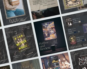 Dark Academia Bookstagram Template Pack | 25 editable Canva slides (Free Account)