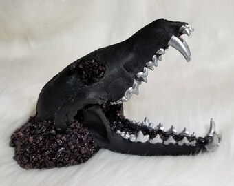 Labrodorite Copper Dark Art Bone Art Electroformed Jawbone Oddity Gemstone Real Bone Crystal Electroformed Bone Crystallized Bone