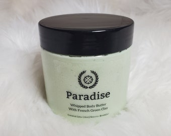 Paradise, Coconut Lime Foaming Body Butter. Exfoliating, natural, for sensitive skin.