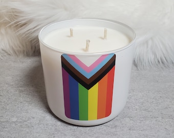 Gay Pride, Three Wick Soy Wax Candle, 17oz, Choose your own scent! LGBTQ+ candle.