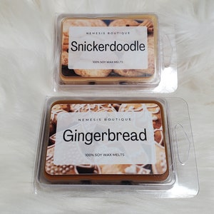 Cookie Wax Melt Set, Gingerbread and Snickerdoodle, 100% Soy Wax Melts.
