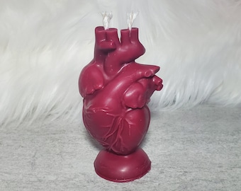 Anatomical Heart Shaped Candle: Custom scent and color, Soy wax. Gothic, alternative, witchcraft candle.