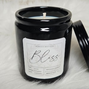 Bliss Massage Candle, 8oz, wax play, cucumber melon.