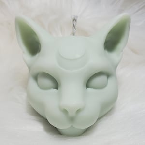 Crescent Moon Cat Candle: Gothic Soy Wax, Custom Scent & Color