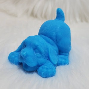 Dog Puppy Shaped Soap: Custom scent and color, donkey milk soap base.