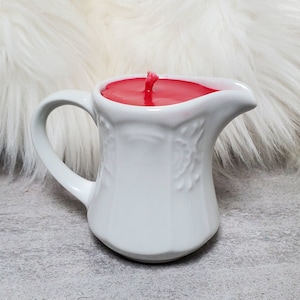 White Filigree Pitcher candle for wax play [choose your wax color] 4oz, soy wax.