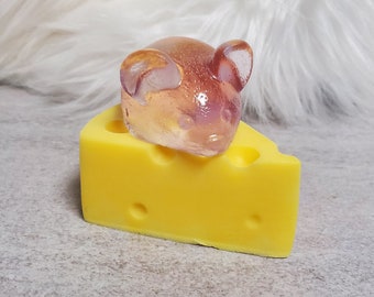 Jelly Mouse and Donkey Milk Cheese Shaped Soap: Custom scent and color.