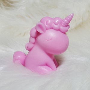 Unicorn Shaped Soap: Custom scent and color, donkey milk soap base. Great for kids and adults.