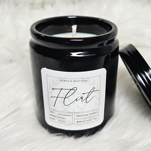 Flirt Massage Candle, 8oz, wax play, strawberry.