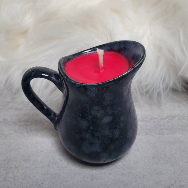 Vela de jarra negra para jugar con cera [elija su color de cera] 4 oz, cera de soja.