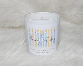 Happy Birthday Cake Candle: Handmade Soy Wax, 8oz