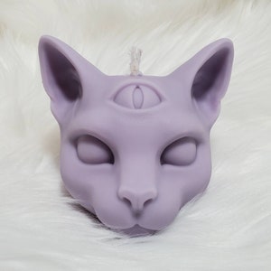 Third Eye Mystic Cat Shaped Candle: Custom scent and color, Soy wax. Gothic, alternative, witchcraft candle.