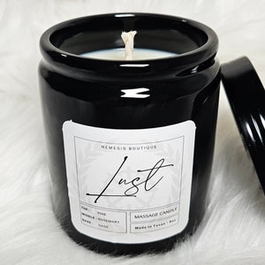 Lust Massage Candle, 8oz, wax play, rosemary.