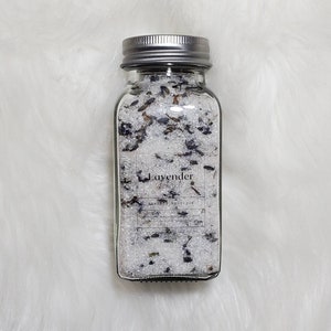 Lavender bath salts, 7oz. Spa, calming bath salts.