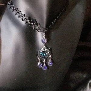 Beautiful Handcrafted Choker With A Custom Made Charm And A Pair Of Vintage Earrings
