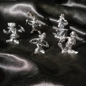 Vintage Set of 5 Miniature Pewter Clown Figures Sculpture PELTRO