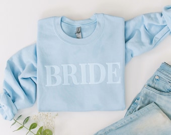 Puff Bride Sweatshirt Gift for Her, Something Blue Gift Mrs Sweatshirt, New Mrs Sweater, Bride To Be Gift, Bridal Shower Gift Bridal Sweater