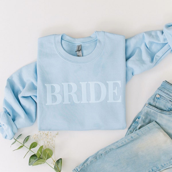 Puff Bride Sweatshirt Gift for Her, Something Blue Gift Mrs Sweatshirt, New Mrs Sweater, Bride To Be Gift, Bridal Shower Gift Bridal Sweater