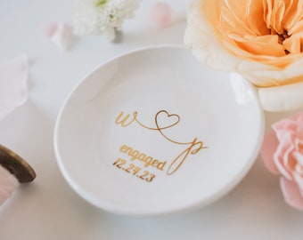 Gepersonaliseerde trinket schotel trouwring houder verlovingssieraden schotel cadeau voor bruid cadeau voor paar verlovingscadeau sieraden lade bruiloft