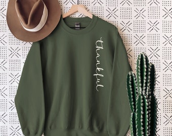 DANKBAAR dankbaar gezegend sweatshirt, Thanksgiving-cadeaus voor haar herfst, Thanksgiving-sweatertrui, damesmodetrui