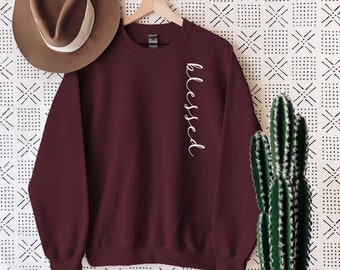 GEZEGEND dankbaar dankbaar sweatshirt, Thanksgiving-T-shirt voor haar herfst, Thanksgiving-sweatertrui, damesmodetrui
