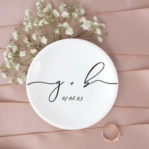 Personalized Trinket Dish, Wedding Ring Holder, Engagement Jewelry Dish, Gift for Bride, Engagement Gift, Jewelry Tray, Wedding Gift image 2