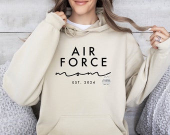 Air Force Mom HOODED Sweatshirt Gift for Her, Military Hoodie Mom Sweatshirt, Air Force Mom Gift, Mothers Day Gift, Military Mom Shirt