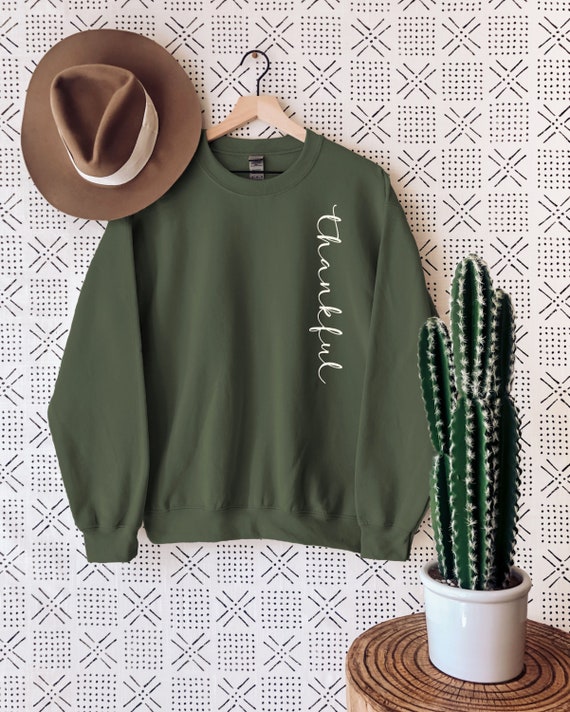 THANKFUL Grateful Blessed Sweatshirt, Thanksgiving Gifts for Her Fall, Thanksgiving Sweatshirt Pullover, Women's Fashion Sweatshirt