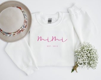 Personalized MIMI Est. Sweatshirt New Grandma Sweatshirt  Nonna Gift from Grandkids New Grandma Day Gift Sweatshirt for Memaw Gift for Her
